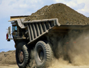 Loaded mining haul truck carrying ore
